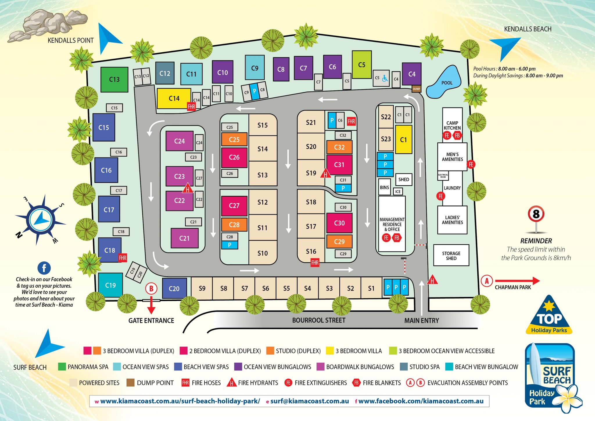 main beach tourist park map